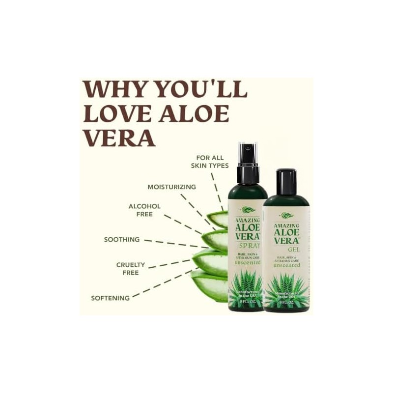 Green Leaf Naturals Aloe Vera Gel for Skin, Face and