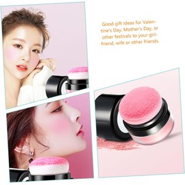 Anneome Rubor Polvo con Esponja para Mejillas Acabado Natural y Control de Brillo Coral para Maquillaje Facial Femenino