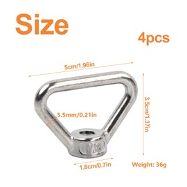 Dokpav 4 Pcs M8 Triangle Ring Nuts, 304 Stainless Steel Lifting Ring Nuts, Heavy Duty Eye Nut Fastener for Buildings Automobile Ships Cable/Rope Connection