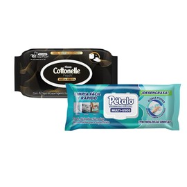 Pétalo, Servitoalla Húmeda Multi-Usos, 50 piezas + Kleenex Cottonelle Fresh Papel Higiénico Húmedo, 42 Hojas