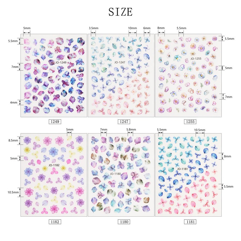 Chisafly Nail Stickers, Flowers, Hydrangea, Petals, Flower Stickers, Colorful, Summer