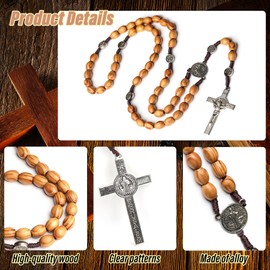Fiohiros Catholic Rosary Bracelet, Religious Rosary Chain, Wooden Christian Faith Necklace for Meditation, Prayer and Spiritual Growth, Unisex