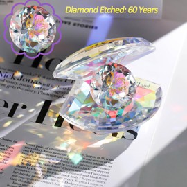 Crystal Shell 60th Anniversary Diamond Wedding Gifts for Couples Grandparents, Her Presents 60 Years of Marriage Romantic Keepsake Ornaments for Home Decor
