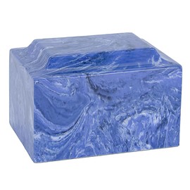 Mystic Blue Classic Cultured Marble Cremation Urn for Ashes, Adult Sized Urn for Human Ashes, Ground Burial, Home Memorial and Funeral Cremation Urn