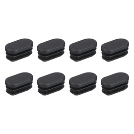 QUARKZMAN 8 Stück Oval Kunststoff Lochstopfen, 1,18" x 0,59" Gummikappen Rohreinsätze Endkappen für Stuhlbeine Metallrohre Möbel, Schwarz