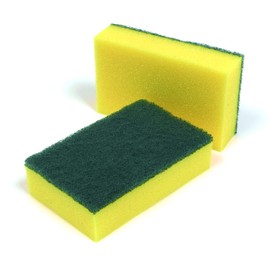 We Can Source It Ltd – Green Yellow Double-Sided Industrial Sponge Scourers – Sponge Scourer Pads – For Domestic and Commercial Use – For Cleaning Utensils, Baseboards, Floors – 10 Pack