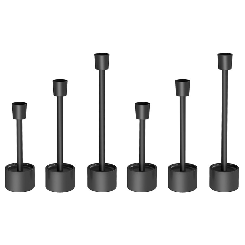 YUMORE Stainless Steel Black Candle Holders Candlestick 6 Packs Tall