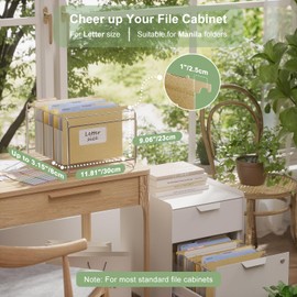 Wheat Straw Expanding Hanging File Folders, 3.15" Hanging Accordion Folders, Large Capacity, Letter Size for Filing Cabinet, Tax Filing, Contracts, Invoices,Green Office & Home-Wheat Yellow-6 Pcs