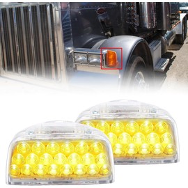 2Pcs Turn Signal Fit for Peterbilt,31 LED Triangle Amber Peterbilt Turn Signal With 3 Wires Replacement Fit for Peterbilt 379 359 357 365 378 Amber Led/Clear Lens