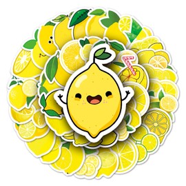 Lemon Stickers for Laptop (50 PCS),Gift for Children Teens Adults Girl Boys,Waterproof Stickers for Water Bottle,Lemon Vinyl Stickers for Scrapbook,Skateboard,Bike,Phone,Dairy