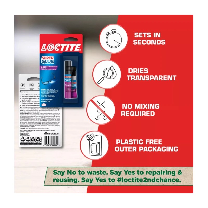 Loctite (2 pack) Loctite Super Glue Plastics Bonder, 1-0.14 oz
