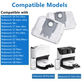 14 Pack Dust Bag Compatible with Roborock S8+ S8 Pro Ultra S7 MaxV Ultra S7 Pro Ultra Q7+ Q7 Max+ T8 Q5+ G10S PRO Q7 Max+ Q8 Max+ Robot Vacuum Cleaner, 3L Large Capacity Disposable Bag Replacement