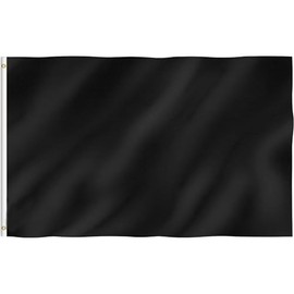 Roll Maven 1 Piece 3x5 Foot Black Flag | Plain Black Color and Fade Proof - Canvas Header and Double Stitched | Heavy Duty Outdoor Polyester Solid Black Flags with Brass Grommets (3 x 5 Ft)