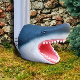 Carchistan Shark Downspout Garden Statues, Gutter Guardian Extension Outdoor Statues Garden Decorations,10"x7.5"x6" (Fits Standard Rectangular Downspouts Up to 2" x 3")
