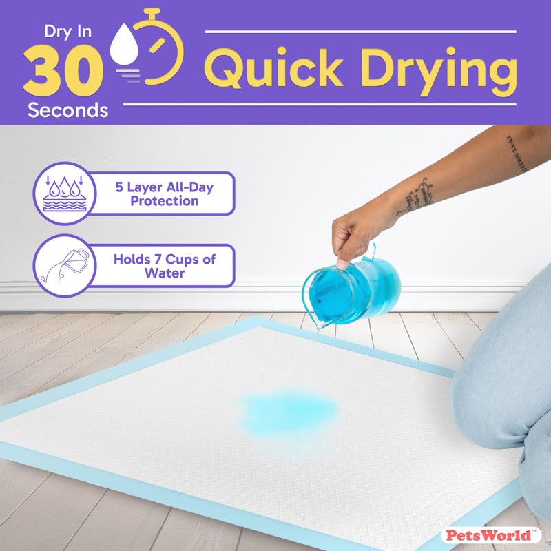 PETSWORLD Giant Dog Potty Pads, Odor-Eliminating, 36" x 36", Ultra