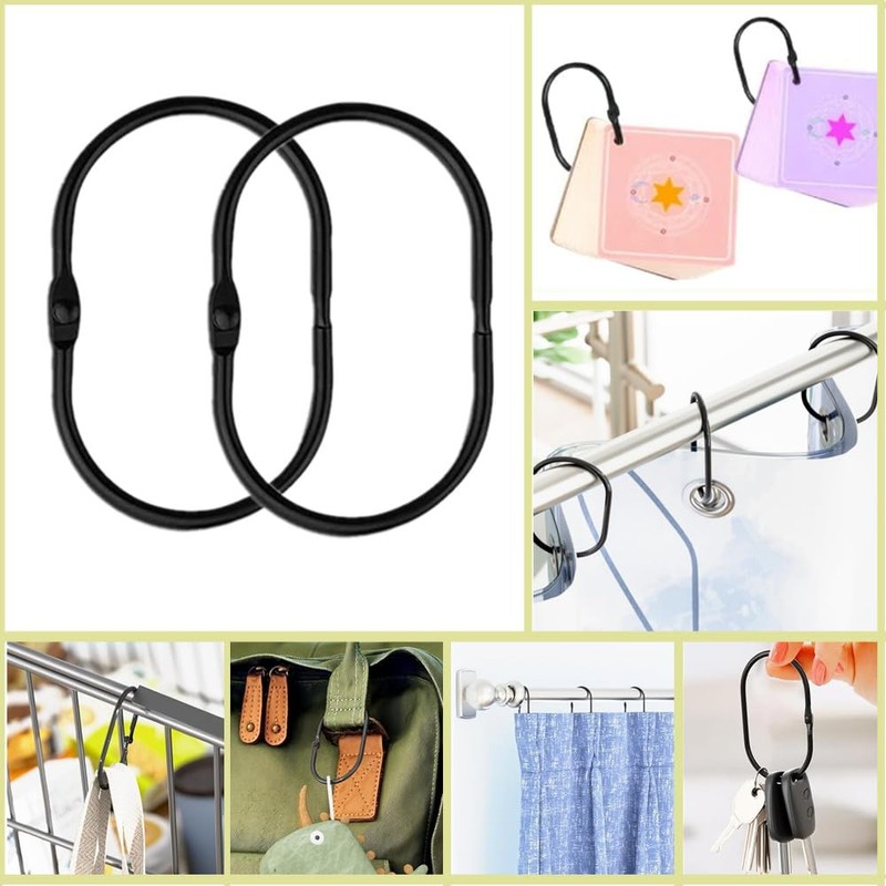 Metal Oval Shower Curtain Rings - 24Pcs Decorative Hooks for