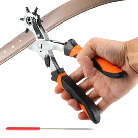 Lochzange für Leder - Gürtellochzange - Gürtellochzange mit 6 Fach Locher - mit Hebelübersetzung - geeignet für Gürtel - Uhrengürtel und verschiedene Materialien