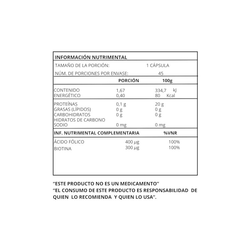 Essential Nutrition Biotina Ácido Fólico 45 cápsulas de 500 mg