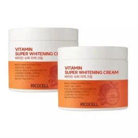 Ricocell 리코셀 비타민 10종 슈퍼 미백 크림 100g 2개 저자극 미백 화이트닝 톤업 주름개선 대용량 Ricosel Vitamin 10 Super Whitening Cream 100g 2pcs Low-irritation Whitening Brightening Tone-up Anti-wrinkle Large Capacity [Single option]
