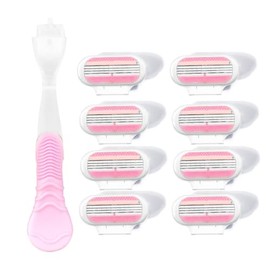 8 Pcs Venus Razors for Women Refill with 1 Pink Handle, Estrid Razor,3 Layer Blade,for Ladies Razors Sensitive Skin, Washable, Easy to Replace Clean