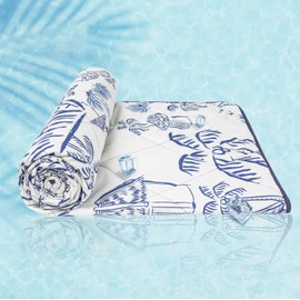 ZonLi Cooling Blankets for Hot Sleepers,All-Season Lightweight Blanket for Night Sweats,Cool Blanket Absorbs Body Heat to Keep Cool，Q-Max 0.45 Summer Blanket for Bed Sofa Couch,Beachside Village