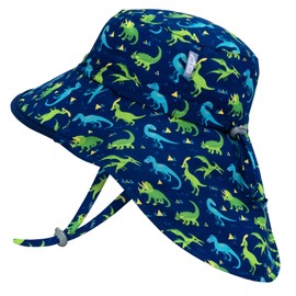 JAN & JUL Grow-with-Me Large Brim Toddler Boy Sun-Hat Dinosaur (L: 2-5 Years, Dinoland)