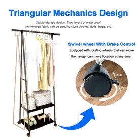 1pc Multi-Functional Metal Garment Rack With Wheels, Freestanding Triangle Storage Organizer For Clothes And Coats, Mobile Multi-Tier Shelf For Home, Kitchen, Wardrobe Organization, Portable Closets