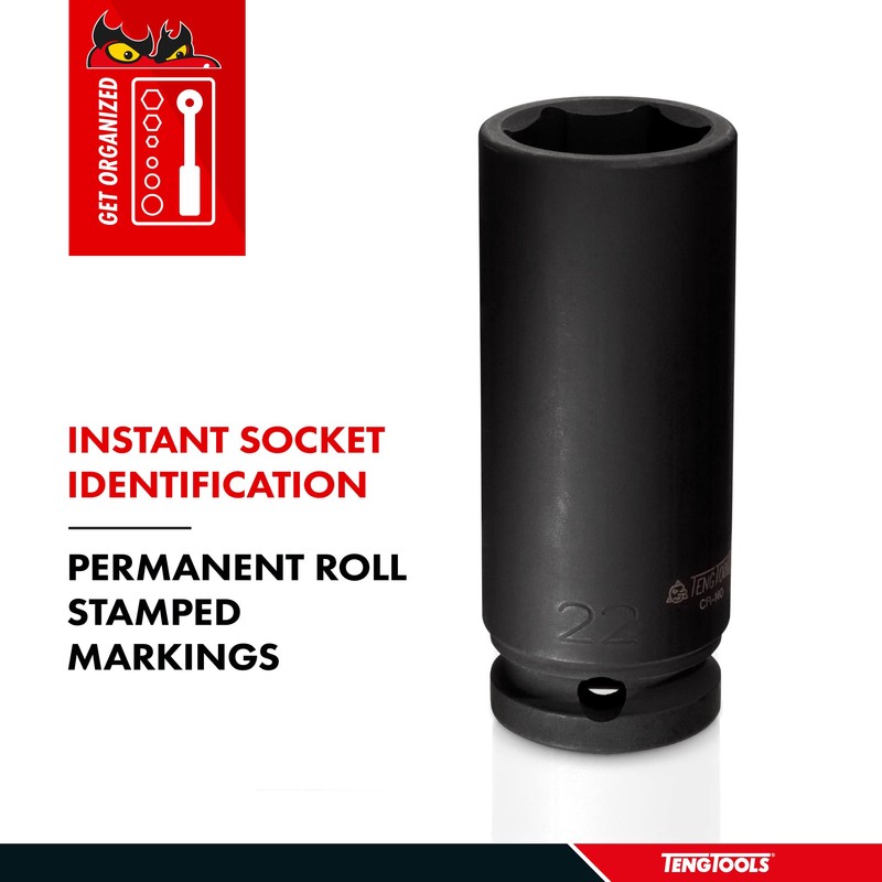 Teng Tools Deep Impact Socket Hexagon 6 Point 1/2in Drive