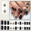 Medium Press on Nails Square Black White Fake Nails with