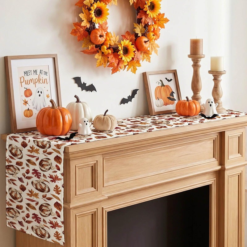 Fall Rugby Maple Leaves Football Table Runner 13x72 Inch