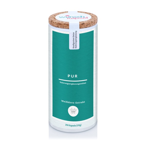 Pure Hawthorn Extract (Crataegus pinnatifida), 800 mg daily with at least 40 mg flavones, per tin 290 vegan capsules, handmade in a German capsule manufacturer