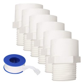 YOFASEN Water Pipe Connectors Kits, 25mm - 6pcs PVC Male Thread Pipe Fittings Adapter Connector + 1pcs Water Pipe Seal Tape