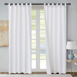 Loft Living Winmate Insulated Cotton Tab Top Curtain Panel - Pair Each 40" x 72" in White