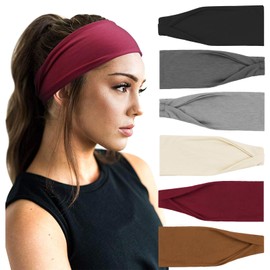 DRESHOW Yoga Sports Headbands for Women Elastic Non-Slip Headbands Workout Running Hair Bands 6 Pack