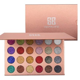 24 Colour Pressed Glitter Eyeshadow Palette Metallic Highly Pigmented Shimmery Waterproof Long Vivid Glitter Eyeshadow