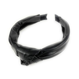 Black turban knot headband shiny lamé fabric covered grip teeth lame shiny fabric turband 7/8 inch wide base headband