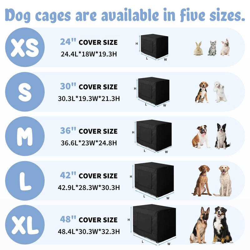 Akinerri Dog Crate Cover with Mesh Window, Double Door Waterproof