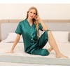 Vlazom Women's Pyjamas Sets, Silk Pj's Set Short Sleeve Button
