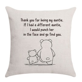 Aunt Aunty Auntie Gifts from Niece Nephew Cushion Cover Throw Pillow Cover for Auntie Birthday Gifts Thanksgiving Gifts (thank you for being my auntie)