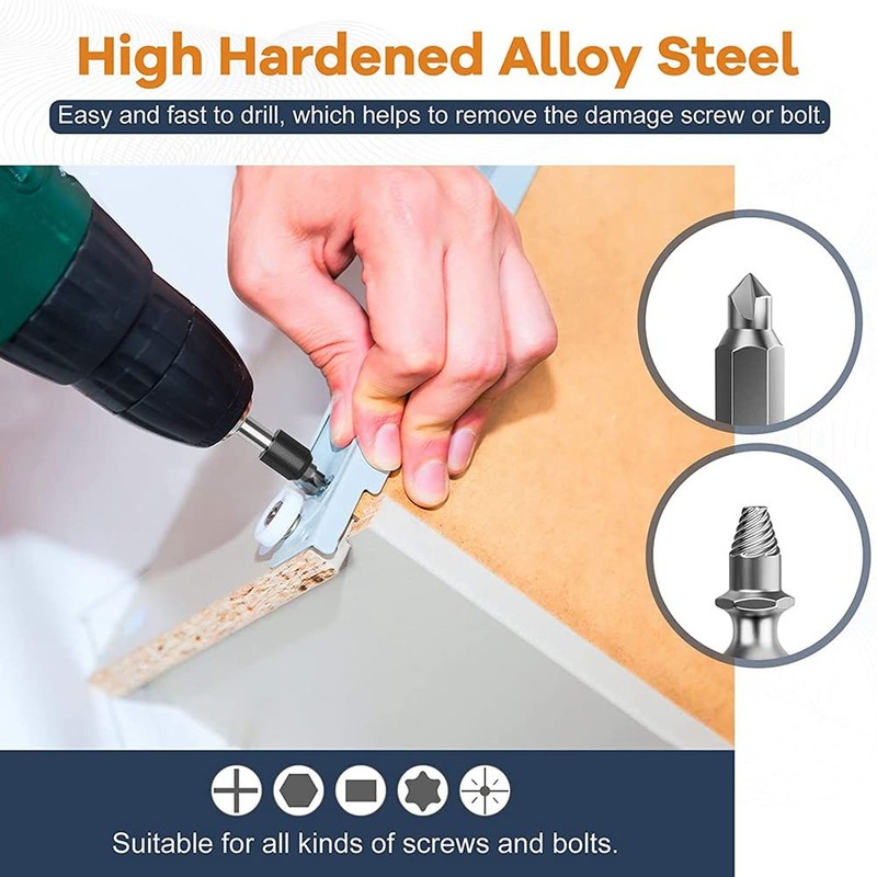 JIVIMOCO Damaged Screw Extractor Set, 22 Pieces Stripped Screw Extractor