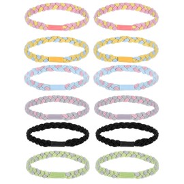 Bracelet Hair Ties for Women, 12 Pcs Elastic Hair Tie Bracelets for Women, Men, Girls All Hairstyle (6 Colors)