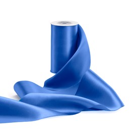 FAKILO Blue Satin Ribbon, 4 Inch x 10 Yards Wide Double Faced Royal Blue Ribbon for Gift Wrapping Wedding Chair Pageant Sashes Craft Bow Making Christmas Festival Party Decor