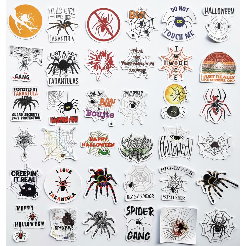 50Pcs Funny Spider Decals for Motorcycles Wolf Spider Web Stickers