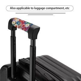 BIGCARJOB 2 Pieces Luggage Handle Wrap with Pink Hippie Daisy Print Trolley Case Grip Suitcase Identifier Protective Cover Luggage Handles Wrap Grips Women Girls Luggage Accessories