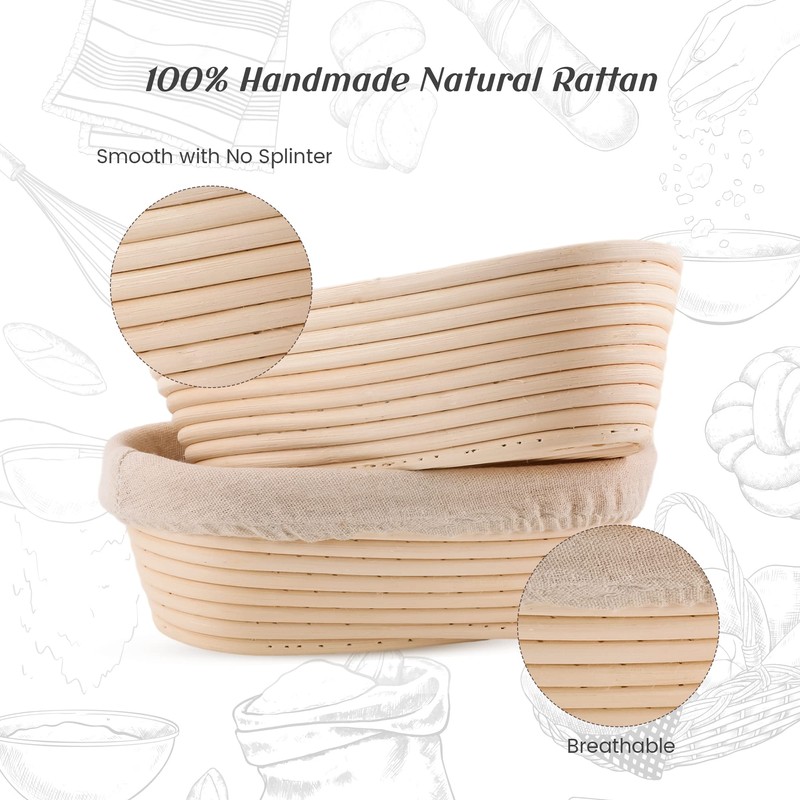 Joyyy Sourdough Bread Proofing Baskets with Liner, Dough Rising Ratten