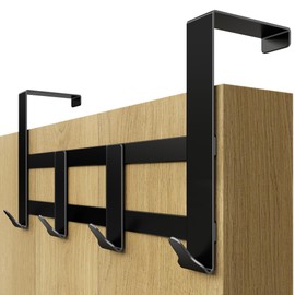 Menz Premium Colgador para Puerta: Barra Perchero de con Almohadillas Antideslizantes y de Fieltro - Solución Práctica para Colgar en la Puerta Door Hook Rail Black 36 mm