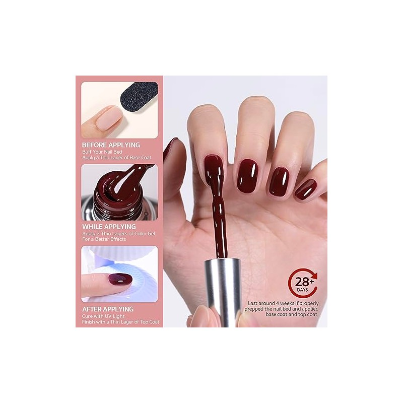 GAOY- Esmalte de uñas en gel rojo, 16 ml, esmalte