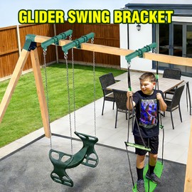 Ultdiyer Heavy Duty Glider Swing Brackets, 400lbs Conversion Kit for Play Set, Universal Adjustable Horse Glider Attachment, 2 PCS (Green)