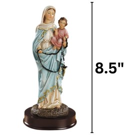 Needzo Our Lady of The Holy Rosary Statue, Indoor and Outdoor Home Decor, Virgin Mary Catholic Devotional, 8.5 Inches