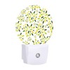Chrobak Round LED Night Light,Flower with Green Dotted Leaves LED